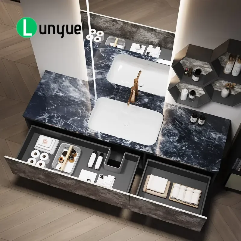 Wall Mount Bathroom Vanity with Single Sink Large Storage Drawers Modern Elegant Design Space Saving Floating Cabinet for