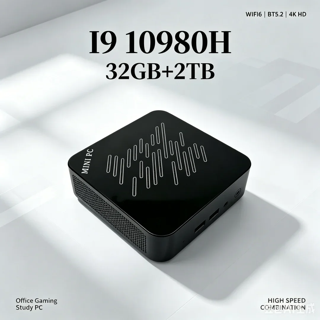 Portable High‑Config Mini PC Intel I9‑10980HK, 8GB/16GB RAM Large SSD,4K HD Output WiFi6 BT5.2 Desktop for Gaming & Office Work