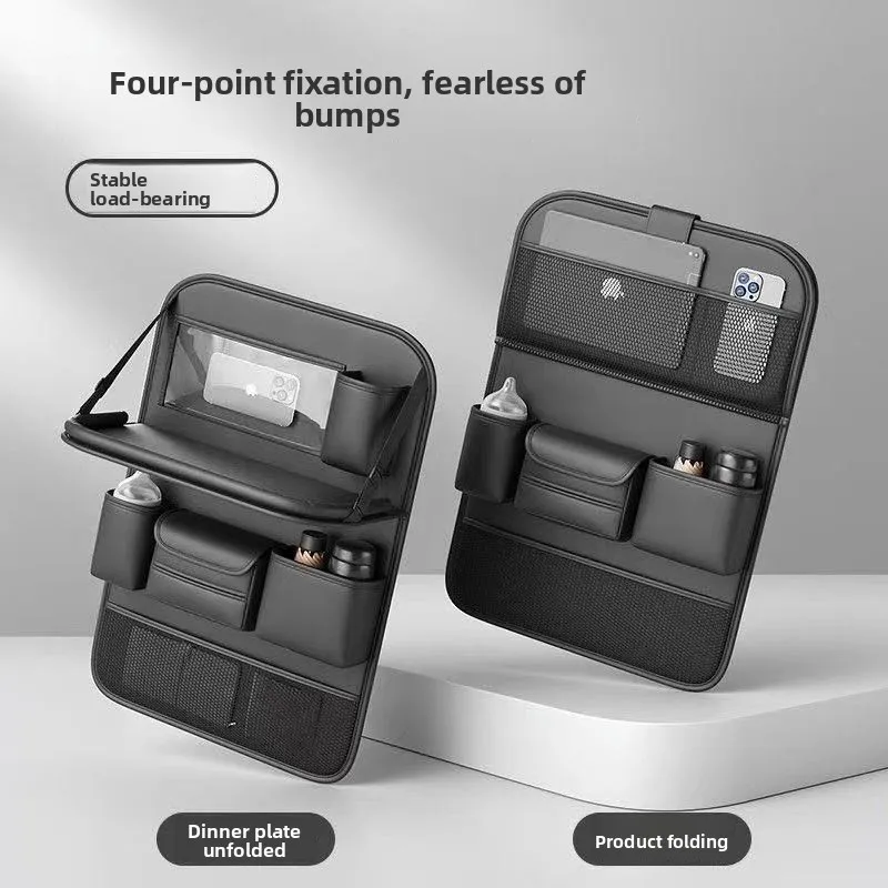 Car Seat Back Organizer Bag, Rear Seat Storage Box with Lumbar Support Pillow