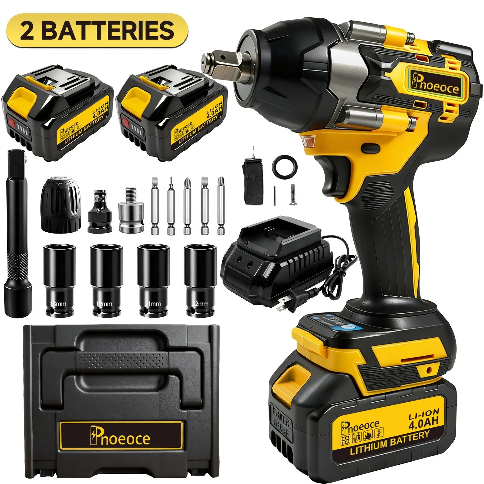 

1/2" 20V Brushless Cordless Impact Wrench Kit, 850N.M High Torque 3200RPM 3-Speed, 2×4.0AH Batteries & Fast Charger, LED Dashboard & Heat Vents, Pro-Grade for Truck Tires, Heavy Machinery & Auto Repair, Mechanic Must-Have, Perfect Gift for Men &