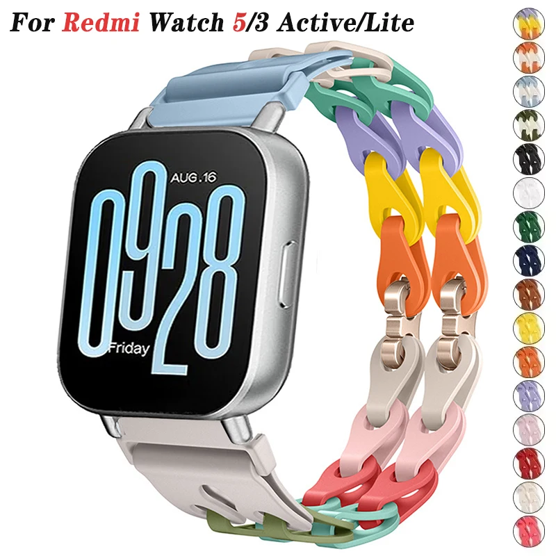 Chain Strap for Redmi Watch 5 Active Silicone Band Bracelet for Xiaomi Redmi Watch 5 Lite Replacement 22mm Wristband Accessories