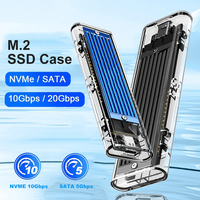 M.2 SATA NVMe Enclosure 10Gbps NGFF External SSD Case Type C USB Hard Drive Disk Cover PCI-E M2 Transparent Storage Box House