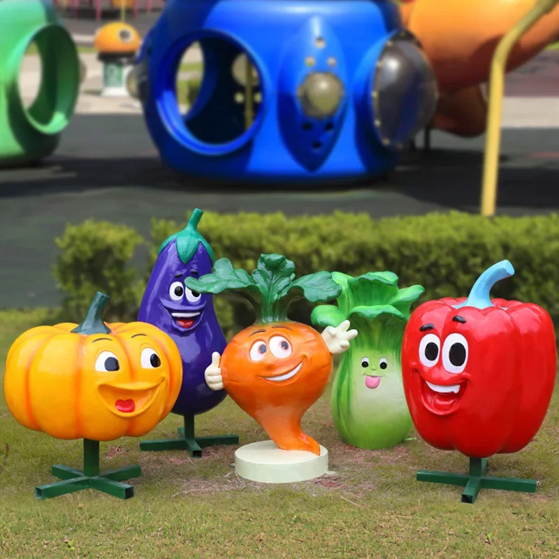 Cartoon vegetable character fiberglass ornament outdoor plant sculpture garden landscape real estate community farm decoration