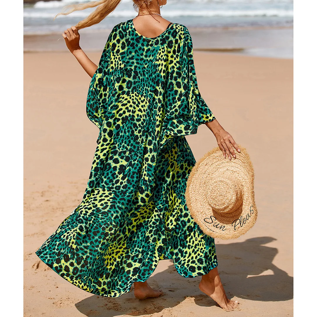 Sexy Tunika mit Zebra-Muster und V-Ausschnitt, Strandkleid, Strandmode, langes Strandkleid für Damen, V4159 – Detail 38
