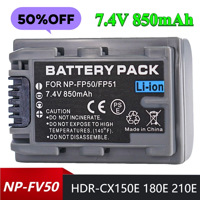 

6.8V 850mAh NP-FP50 Camera Battery for Sony DCR-HC21E HC23E SR40E SR60E SR70E Battery