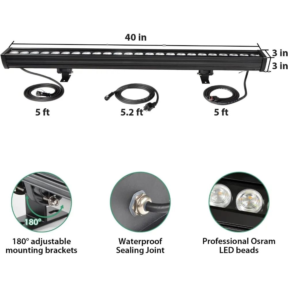 Imagem -02 - Lavadora de Parede Led Inteligente Controlada Através do Aplicativo Ajustável Linearmente Adequado para Iluminação Exterior e Interior 168w