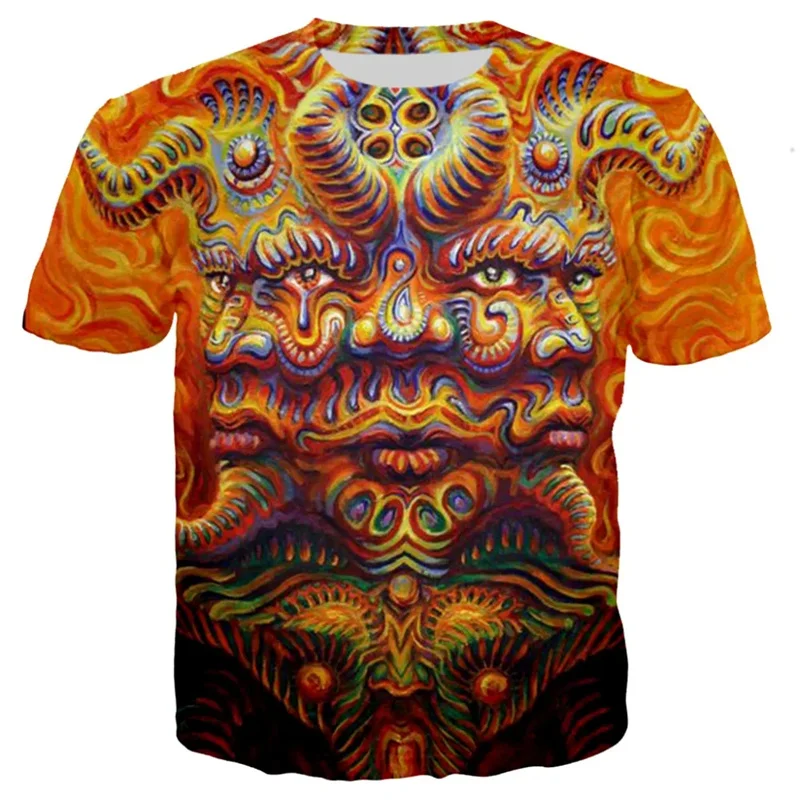 3D Printed Indian Psychedelic T-Shirt For Men Retro Ethnic Buddha Pattern Tees Summer Loose Round Neck Top Short Sleeve T Shirts