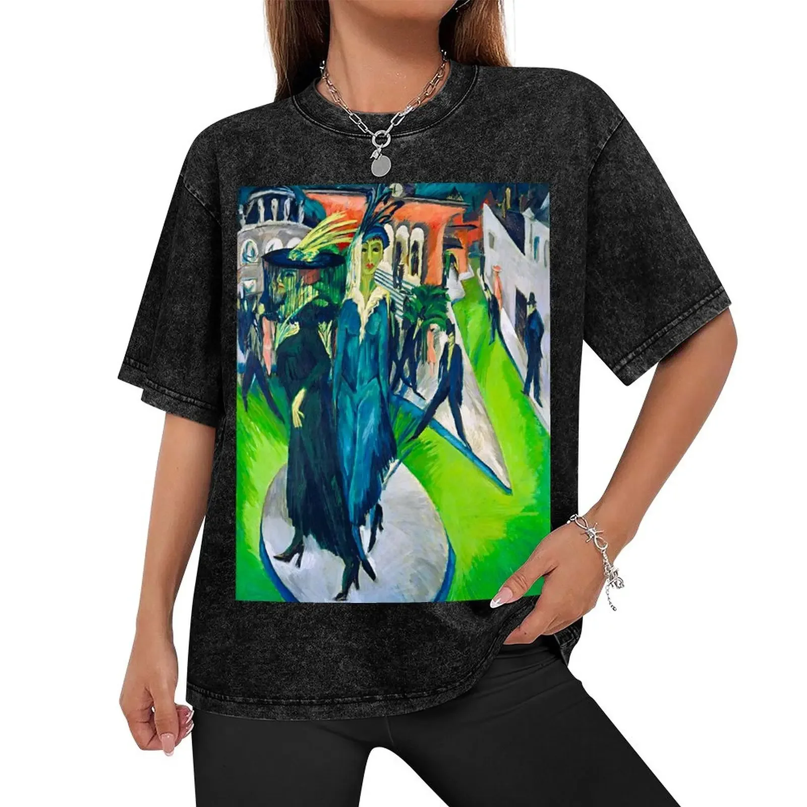 HD ERNST LUDWIG KIRCHNER - Potsdamer Platz 1914 T-Shirt plus size clothes summer top clothing for men