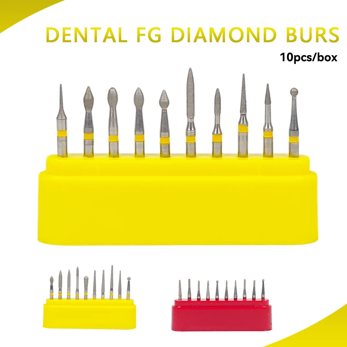 Kit de fraises diamantées dentaires FG 1,6 mm pour pièce à main haute vitesse, pour le polissage fin des couronnes en composite et en porcelaine