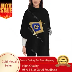 Womens Scarf with Tassel Freemason Gold Square Masonic Large Super Soft Shawl and Wrap Mason Gifts Pashmina Scarves