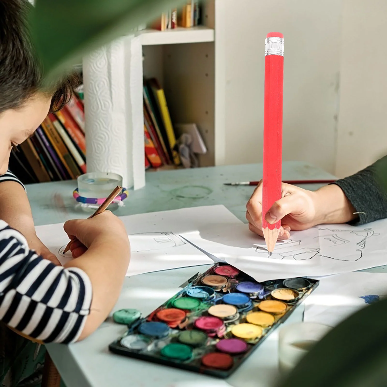 Crayons en bois extra longs pour le dessin alth, grands crayons d'écriture, 2 pièces