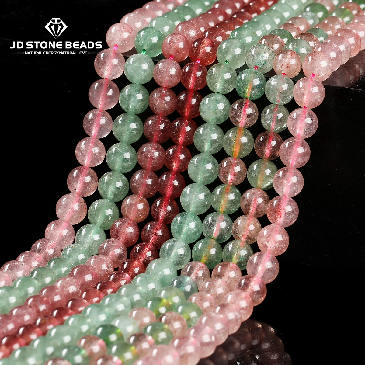 Natural Stone Red Strawberry Quartz Bead Round Loose Spacer Gemstone Crystal for Jewelry Making DIY Bracelet Necklace Accessory