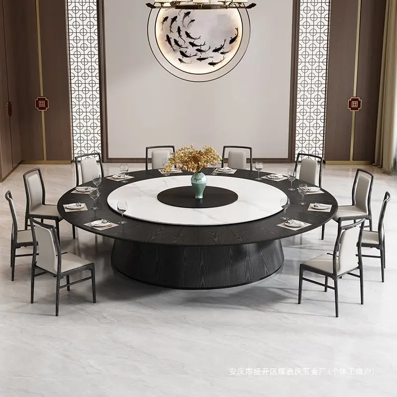 Electric dining table Large round table 2 meters 3 meters 12 people 20 people New Chinese hotel Hotel Private room Club rock sla