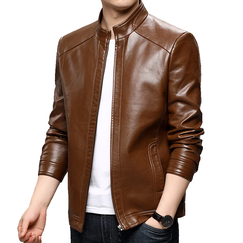 

Classic Leisure Winter Jacket Men Locomotive Leather Jacket Mens Senior PU Fashion Coats Jacket for Men Luxury Daily Business