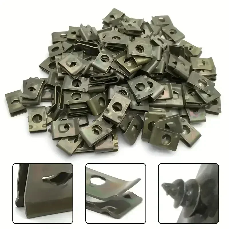 Chassis Engine Guard Metal Nut/Screw Washers U-shape Clip Car Fender Bumper Cross Head Screws
