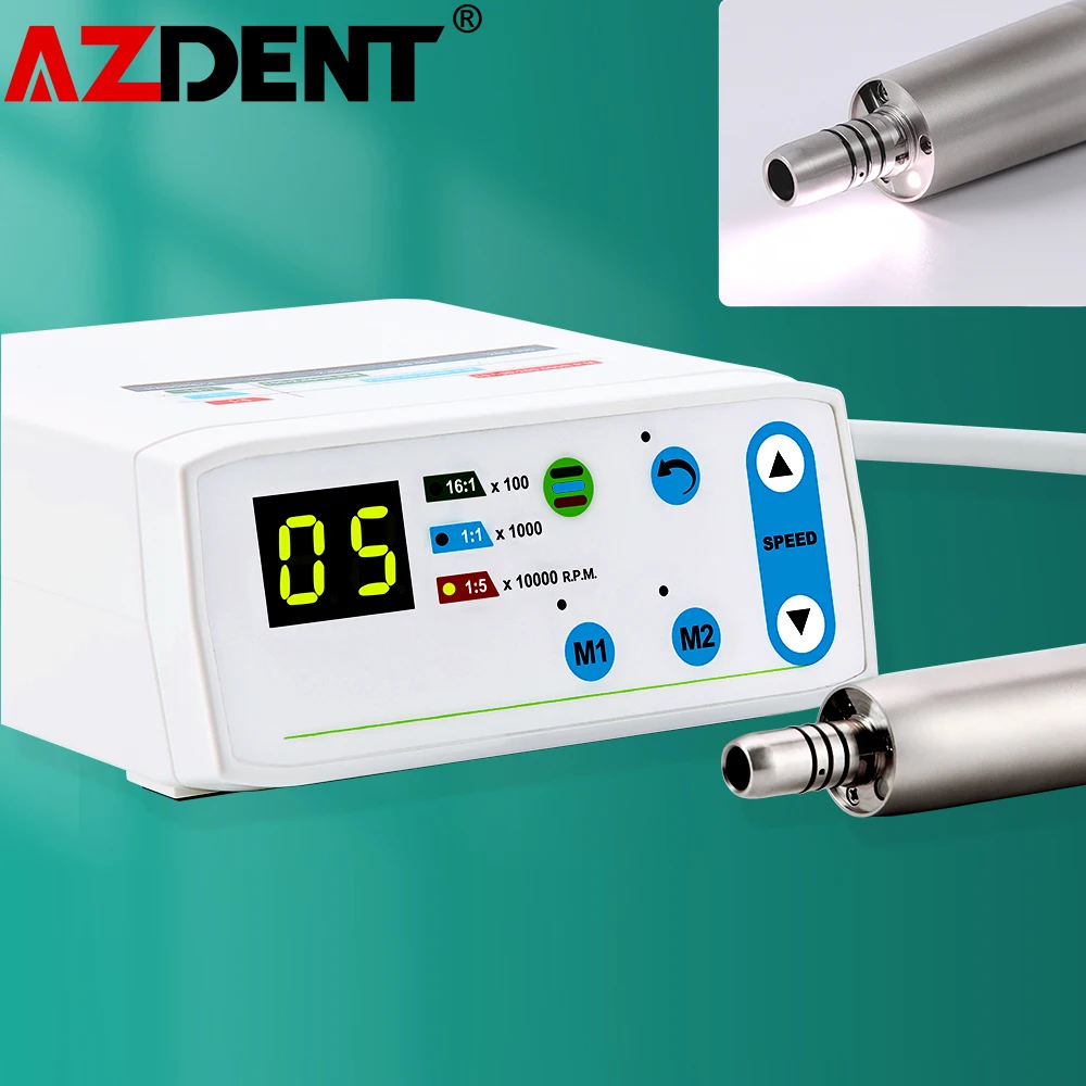 Azdent Dental Brushless Led Micro Motor Electric Machine Clinical Equipment Work with 1:1 1:5 16:1 Low Speed Handpiece Lab Tools