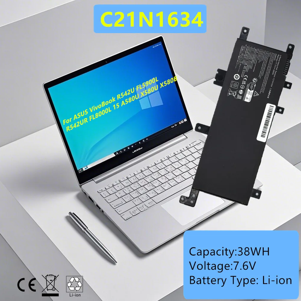 

C21N1634 Laptop Battery For ASUS VivoBook X580B A580U X580U R542U R542UR X542U FL5900L FL8000L 2ICP4/59/134