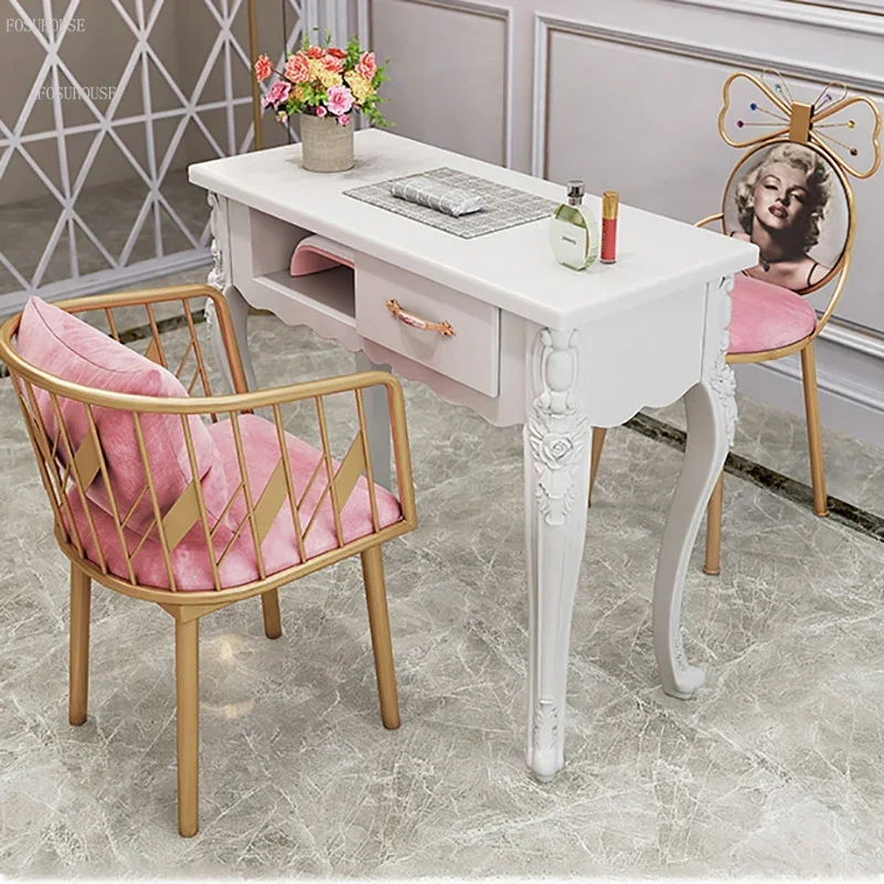 # iron Nail Tables Modern Simple Single Nail Manicure Table Light Luxury Paint Multi-functional Glass Double Manicure Table