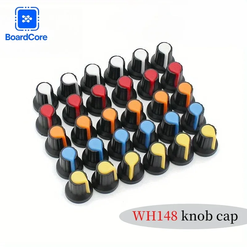 WH148 Potentiometer Knob 15x17mm 6mm Shaft 5 Colors Yellow Orange Blue White Red Rotary Knob Cap Plum Blossom Knob Handle