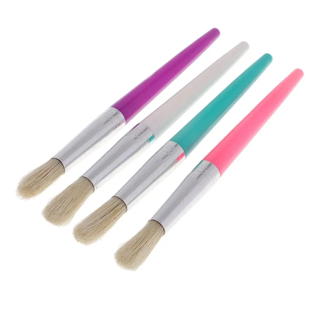Artist Painting Brushes Candy Color Plastic Handle Set Oil Acrylic Watercolor Art Drawing Tools for Kids Professional Hobbyists