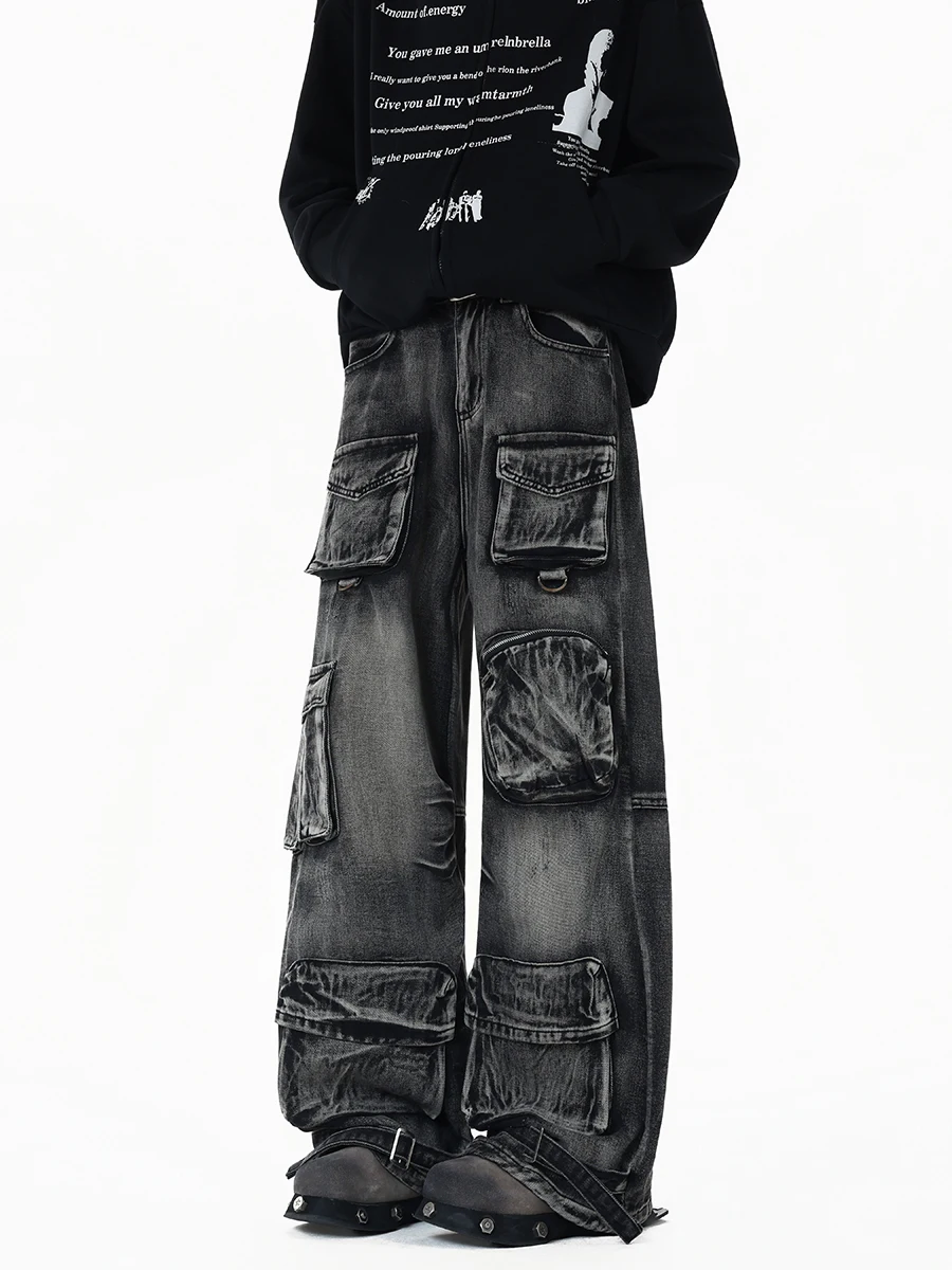 

Boyue Heavy Industry Мужские и женские широкие джинсы в стиле хип-хоп Street Sle Повседневные свободные прямые длинные брюки