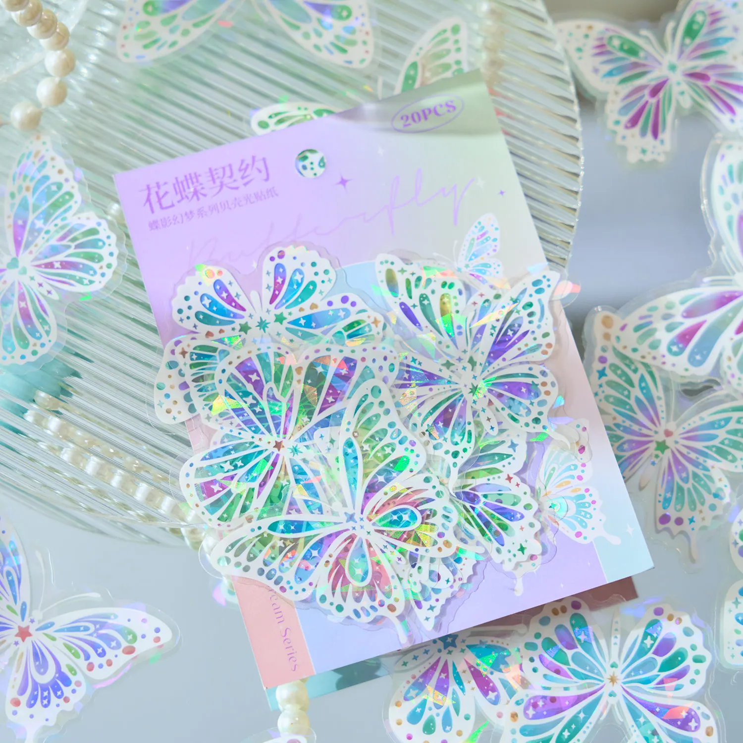 Confezione di adesivi a farfalla 20 Conchiglie per animali domestici Luce Farfalla Ombra Sogno Serie Farfalla Tema Materiale Manuale Fai da te Guka Collage