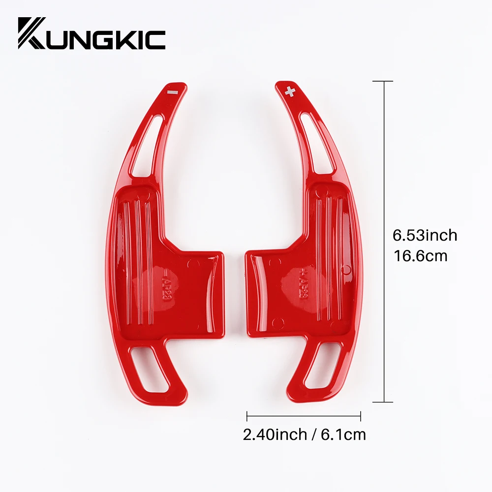 KUNGKIC ABS Carbon Fiber Forged Pattern Steering Wheel Paddle Shifter Extension For Ford Mustang 2015 2016 2017 2018 2019-2023