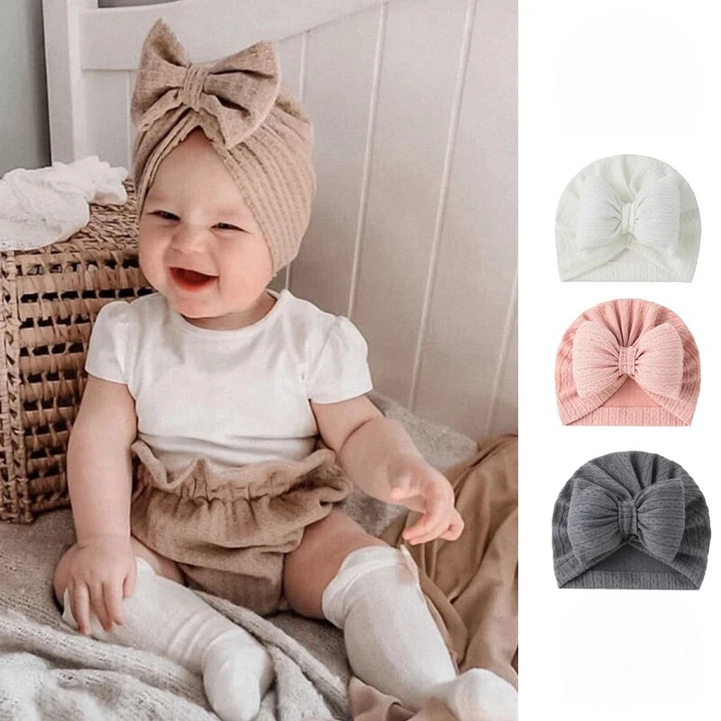 

Cute Baby Turban Hat Soft Newborn Baby Girls Indian Cap Solid Color Infant Boys Cap Beanies Headwrap Newborn Head Warm Head Hat