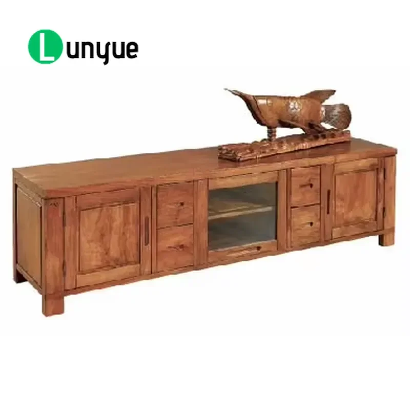 Modern 7ft Teak TV Cabinet 3 Doors 4 Drawers Classic Living Room Storage Console Bedside Table Home Furniture Gorgeous Design