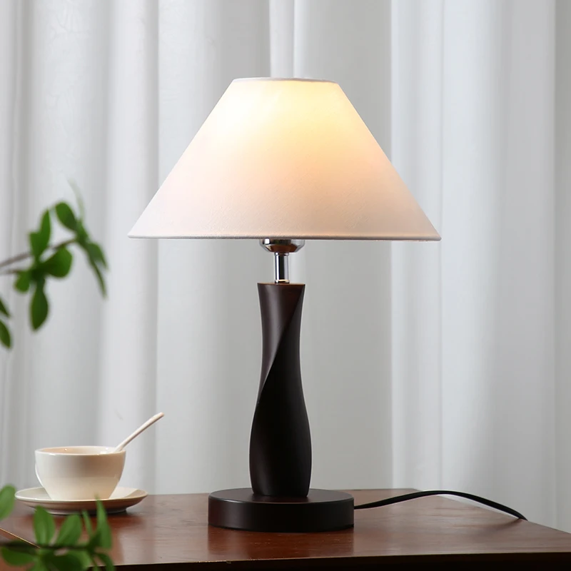 New Chinese Modern Minimalist Solid Wood Table Lamp Dimmable Ambient for Bedroom Study Lighting