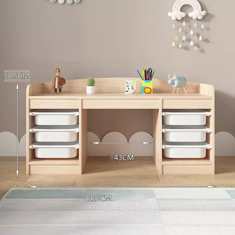 Pine solid wood and MDF material kids play table with storage BOX