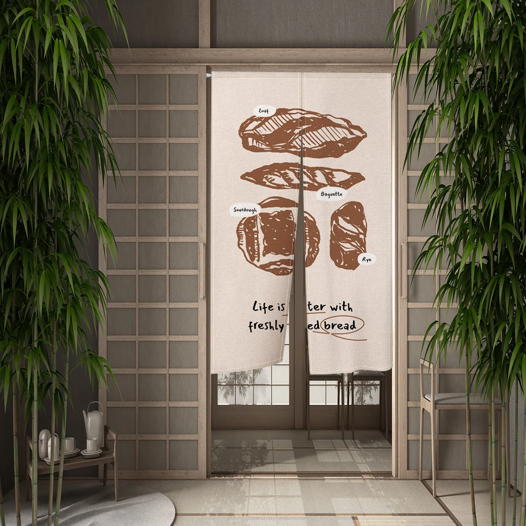 Japanese Door Curtain Izakaya Pizza Sushi House Linen Kitchen Partition Half Curtain Blackout Opaque Door Curtains Decoration