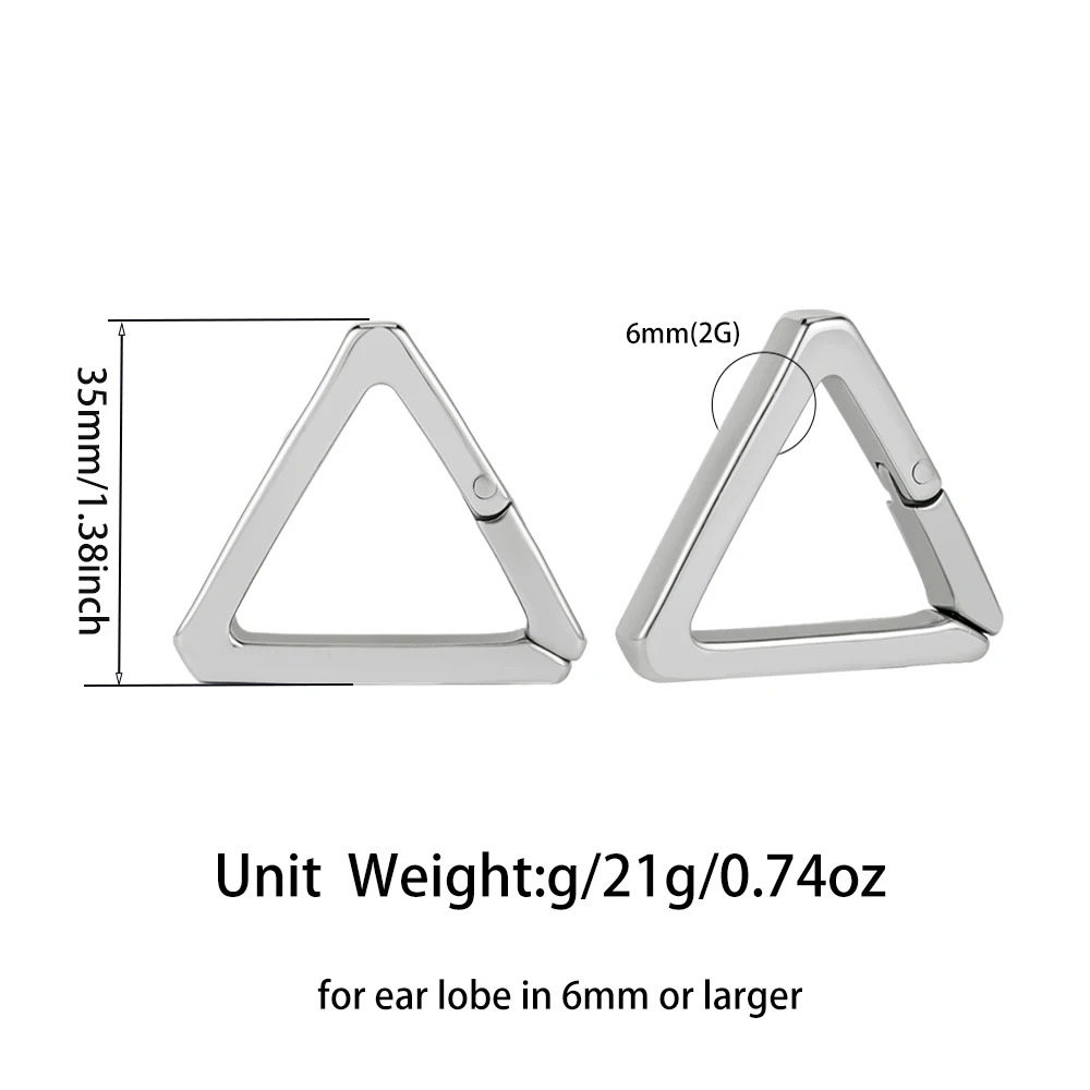 Vanku 2PCS Cool 316 Stainless Steel Triangles Ear Weights Hangers Tunnels For Stretched Lobe Piercing Body Jewelry