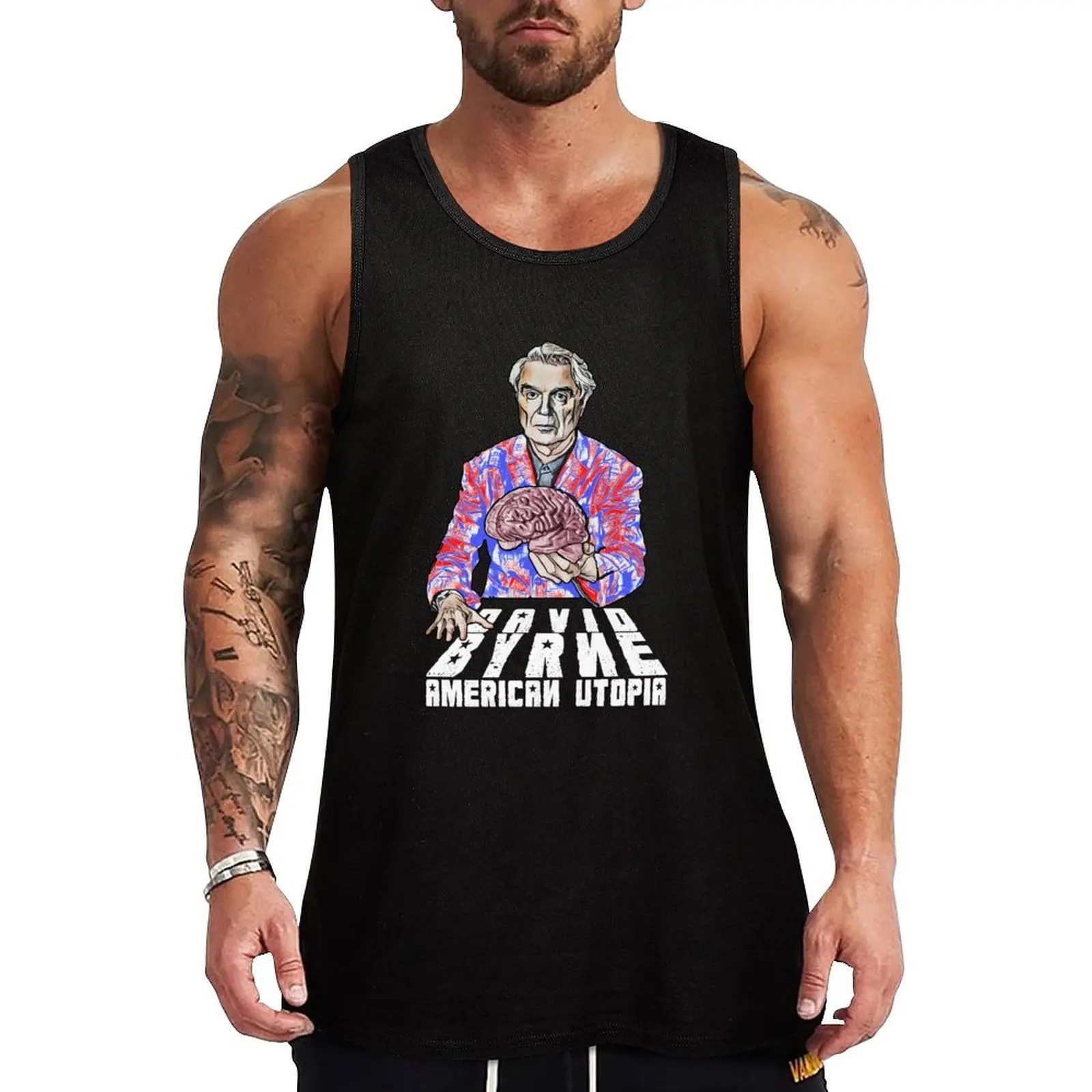 This is Your Brain on David Byrne Tank Top Minimal Print Tank Top Simple Graphic Sleeveless