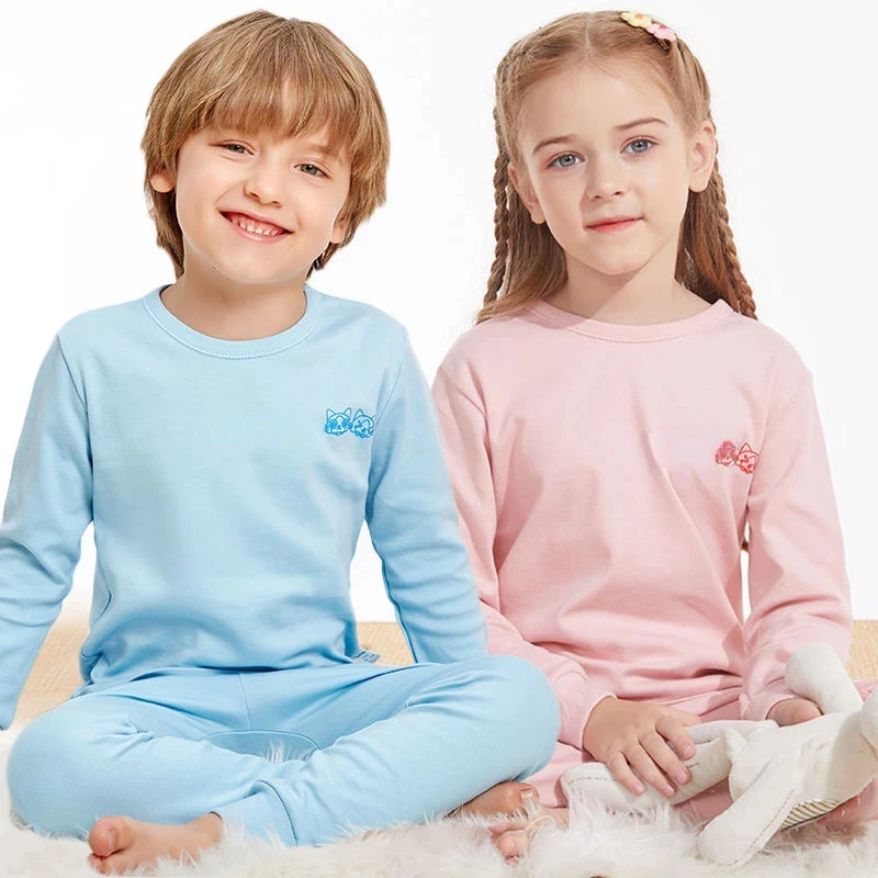 2 4 6 8 10 14 Yrs Boys Pajamas Baby Winter Bed Set Sleepwear Children's Clothing Girls Thermal Underwear Loungewear Kids Pijama