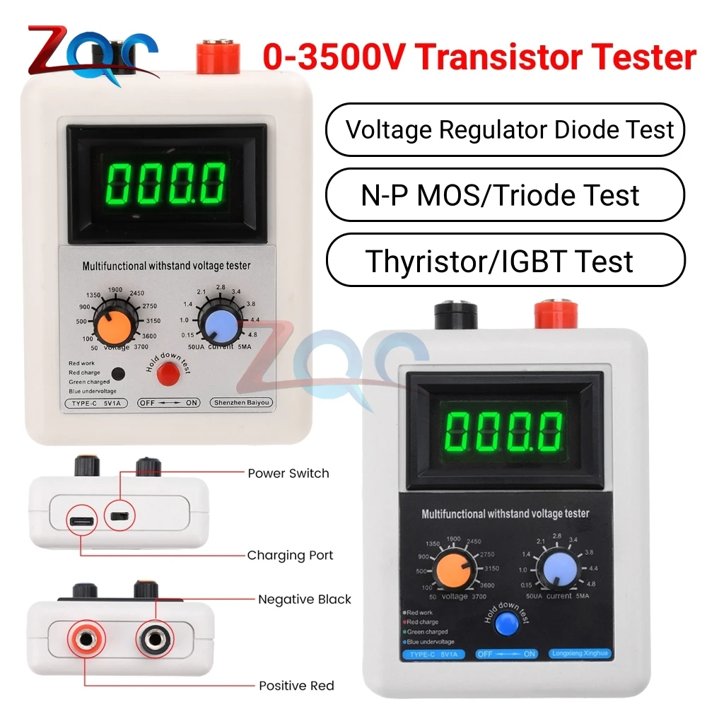 

0~3500V Semiconductor Withstanding Voltage Tester Transistor Tester Diode MOS Triode LED Voltage MOV Withstand Voltage Detection