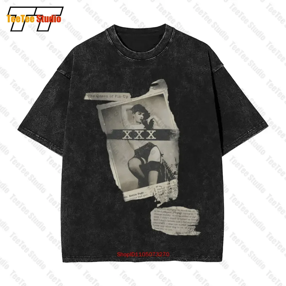 Bettie Page Newspaper Xxx 1950S Pin Up Girl Model Vintage Oversized T-Shirt BJ3U