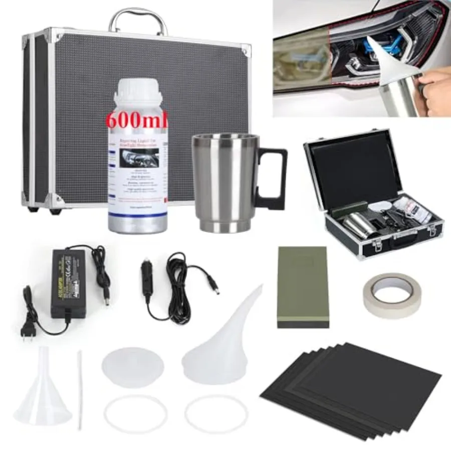

Headlight Repair Kit for Automobiles with 600ML Repair Liquid and Polishing Tool to Restore Yellowed Hazy and Scratched Headlig