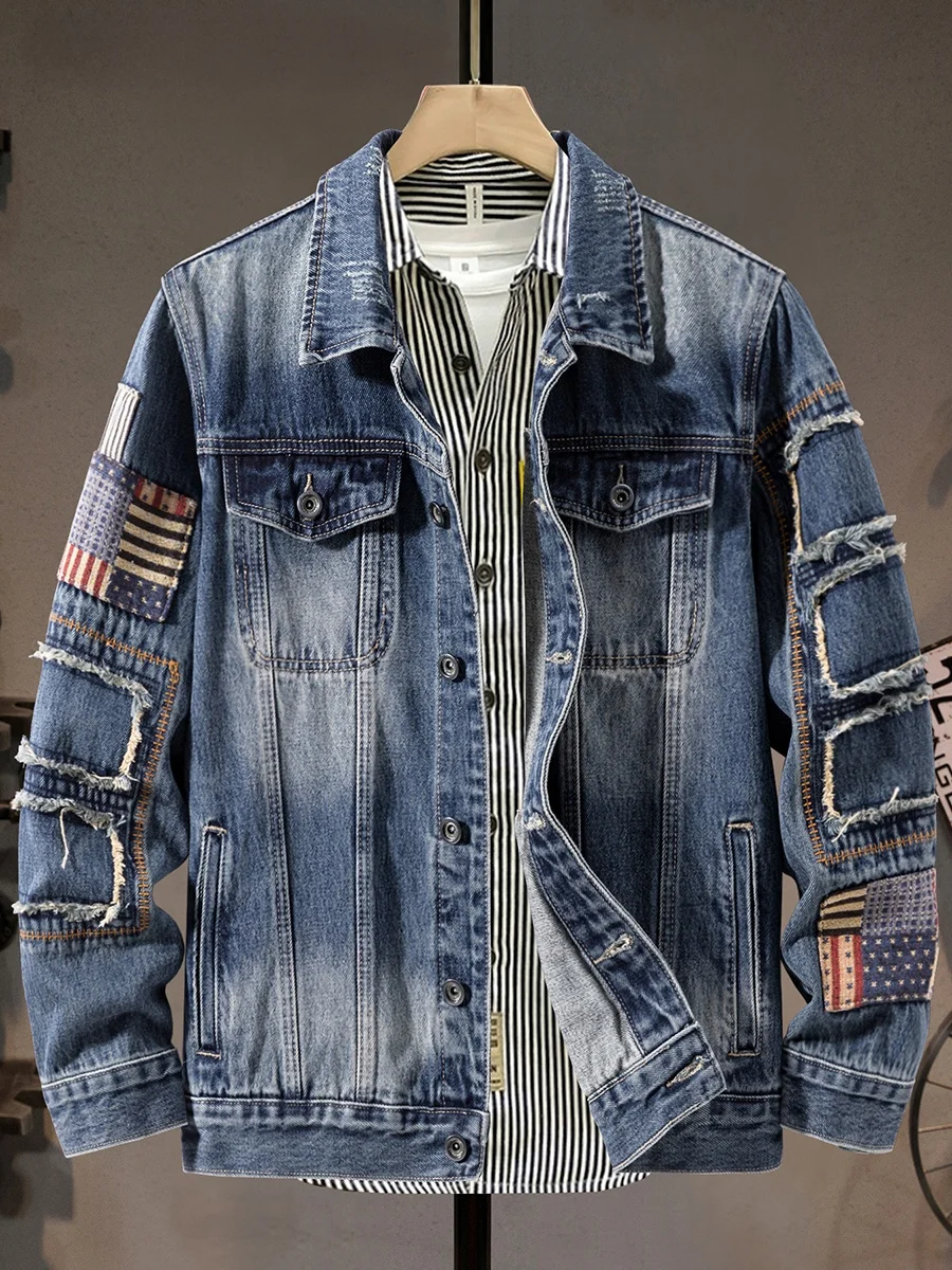 

American Sle Motorcycle Jaet Men's Trendy Retro Slim Fit ort Versatile Cotton Polyester Blend Outdoor Casual Coat