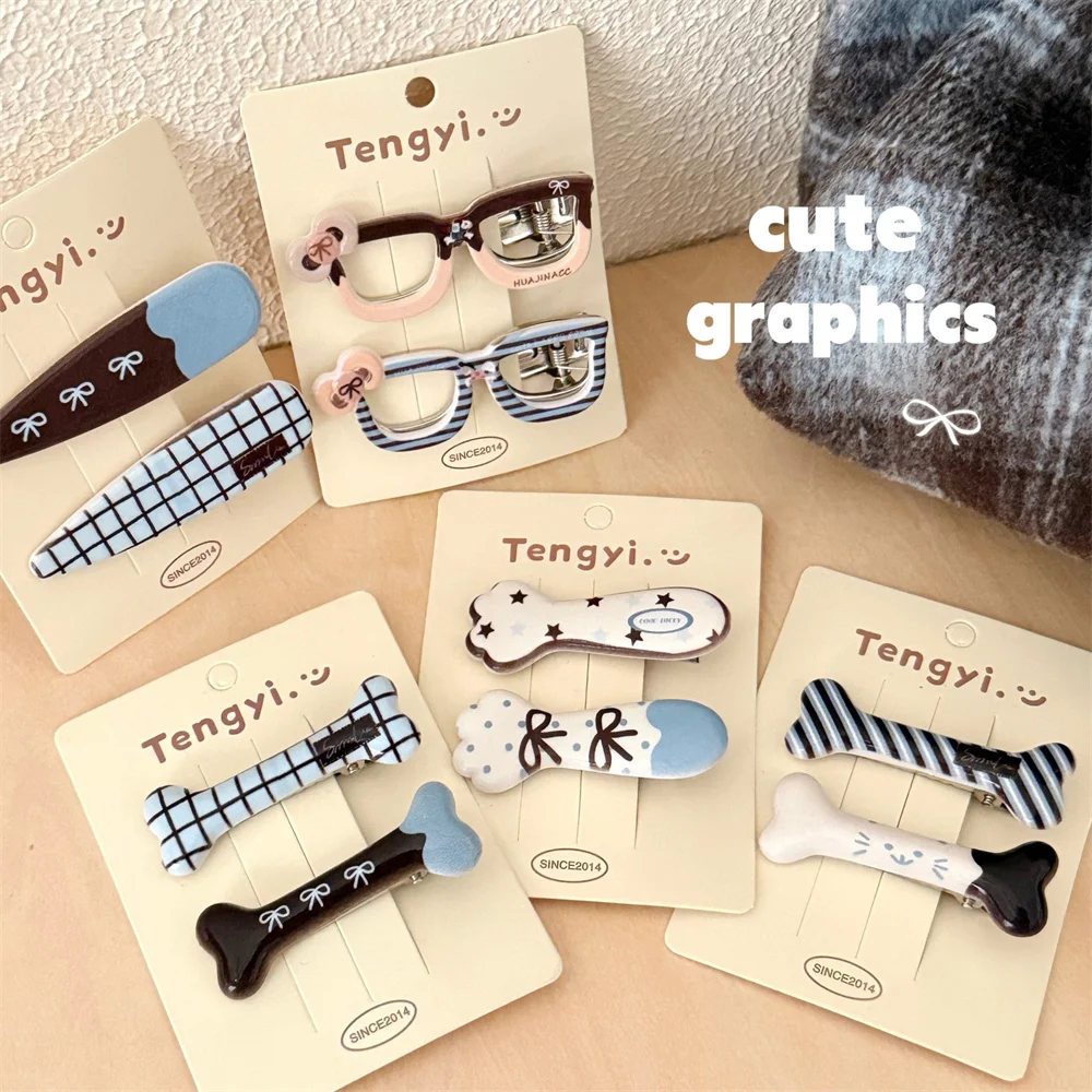 Cute Cartoon Pet Dog Bone Hairpins Children Girls Hair Clips Barrettes Supplies Accessories Hairclip Headwear Headdress Ornament