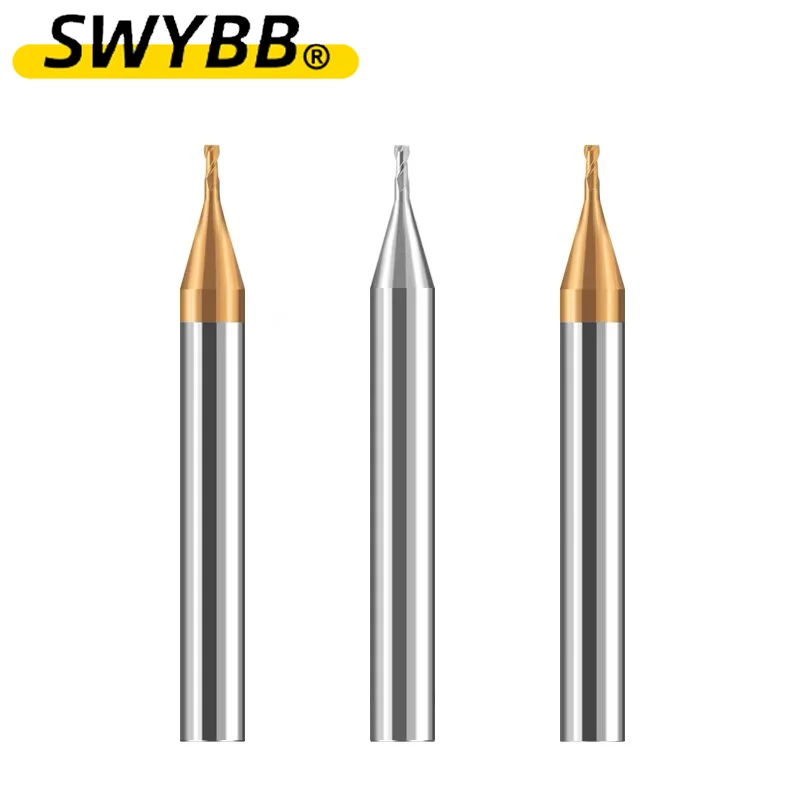 Micro węglikowa powłoka ze stopu aluminium stal wolframowa 0.1-0.9 interpolacji śrubowej Mini mała średnica końcówka