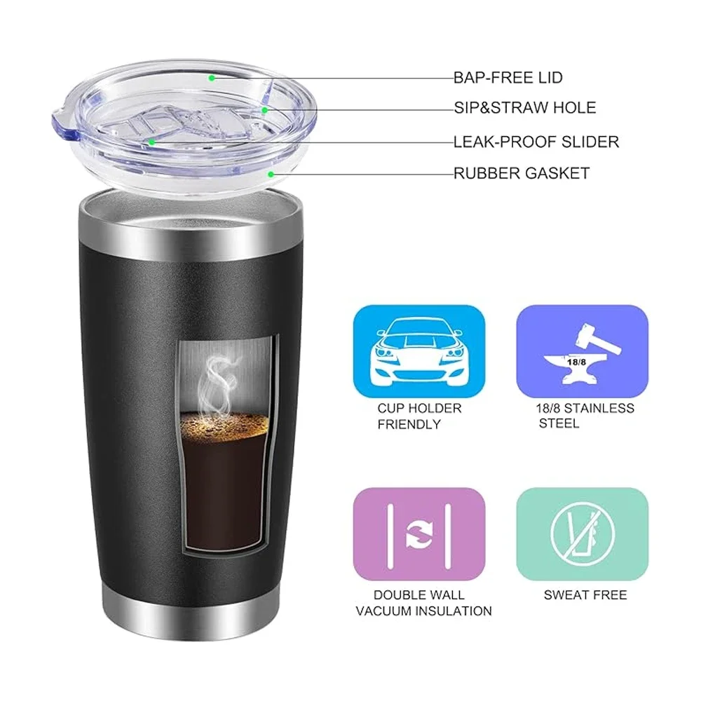 VEGOND 20oz Tumbler with Lid and Straw Stainless Steel Tumbler Cup Bulk Vacuum Insulated Double Wall Travel Coffee Mug Powder