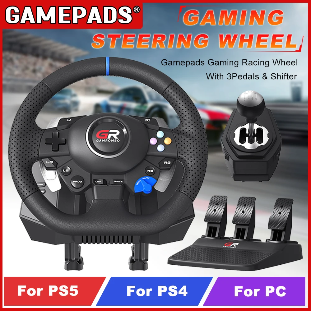 Gaming-Lenkrad 270 ° /900 °   F127 RGB Rennlenkrad Volante für PS5/PS4/PC Hall 3-Pedal- und Schalthebel-Set