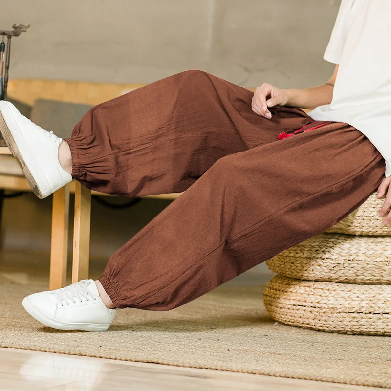 

Loose Cotton Linen Nine-Piece Pants Harlan Yoga Performance Street Dance Big Size Lantern Pants Student Casual Loose Fit Trou...