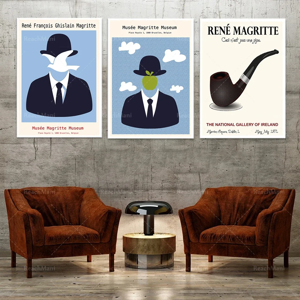 RENE MAGRITTE posters, Magritte exhibition posters, modern art posters, abstract art prints, art exhibition posters, retro wall