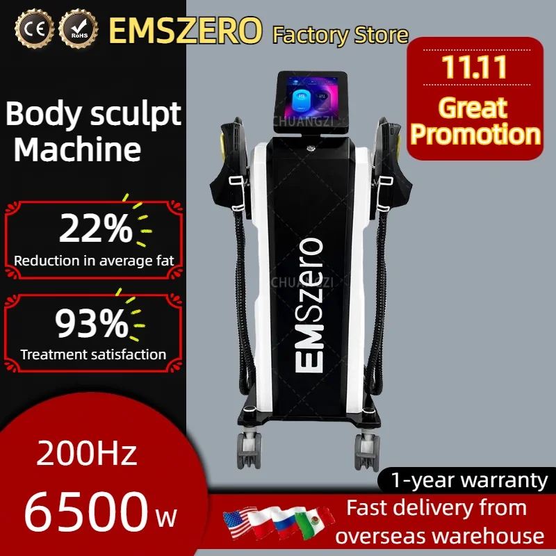 EMSzero with Rf Body Sculpting Machine Shaping 6500W 200hz EMS Radio Frequency RF Muscle Stimulator Device