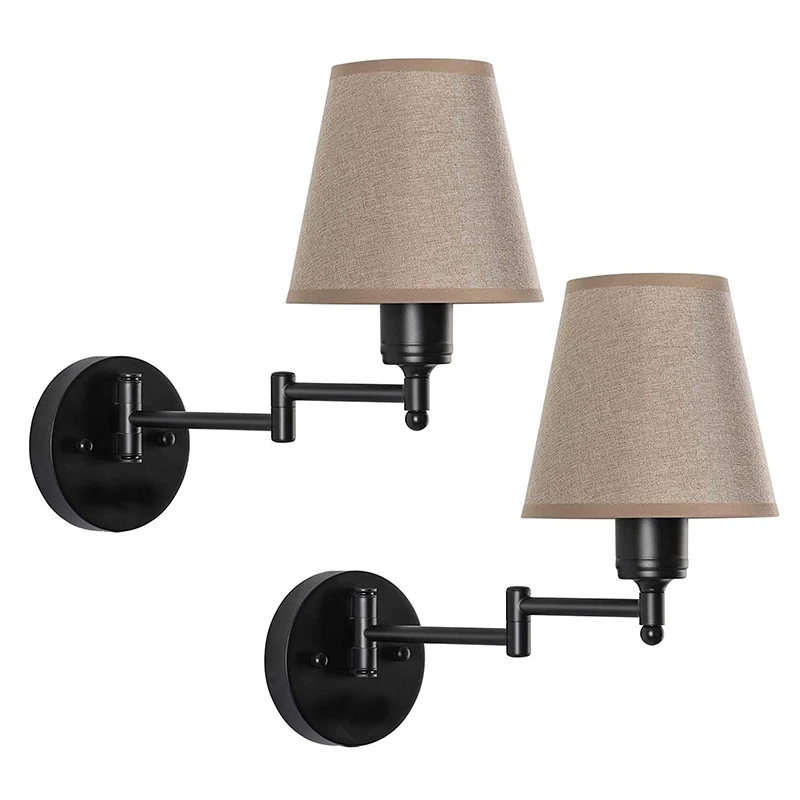 Imagem -03 - Quashion-moderno Simples Tecido Nórdico Lâmpada de Parede com Interruptor Regulável Swing Sconce Luz de Cabeceira Quarto Luz Home Decor