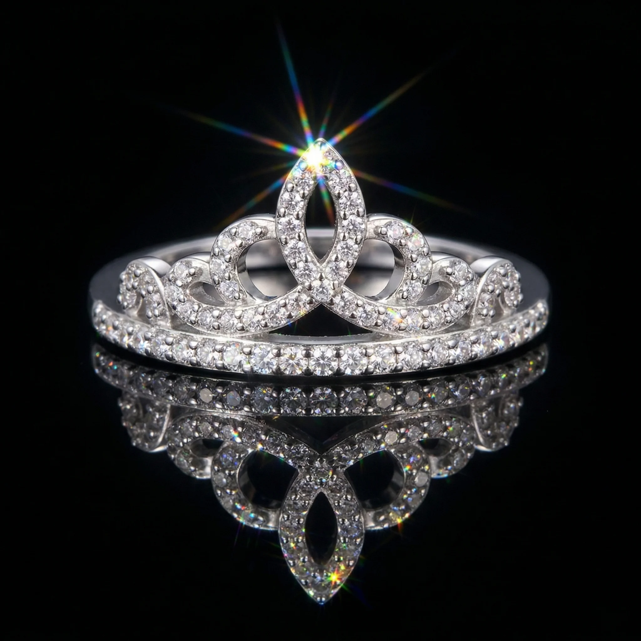 Moissanite Ring, 925 Sterling Silver, D Color VVS1, Full Pave Openwork, Daily Wear, Women's, With Certificate