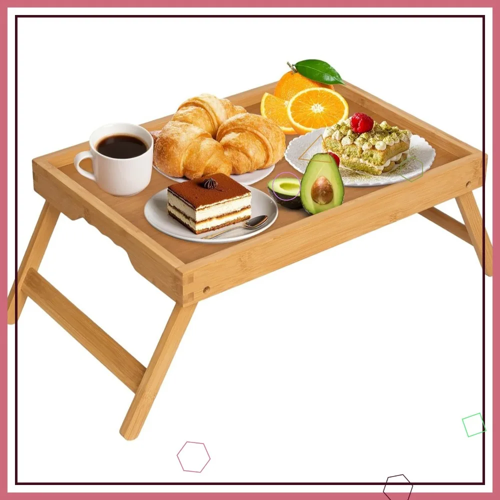 

Bamboo Bed Tray Table with Folding Legs, Extra-Large for Breakfast, Laptop, Eating & Snack