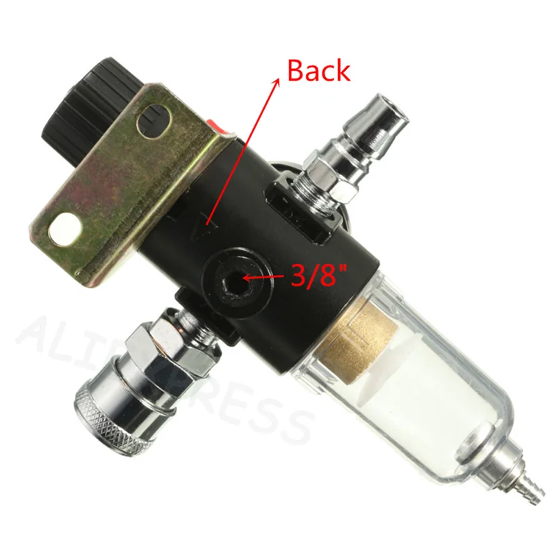 [X] 1/4'' Air Compressor Filter Water Separator Trap Tools Kit With Regulator GaugeAuto Parts 112 Store